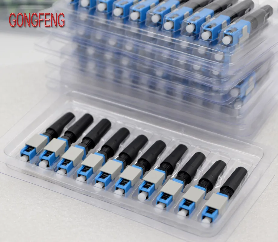 SCPC Blue 100pcs GONGFENG 100 шт. Новинка SC/APC оптоволоконный быстрый разъем FTTH, встроенный оптоволоконный быстрый разъем, специальная - Цвет: SCPC Blue 100pcs