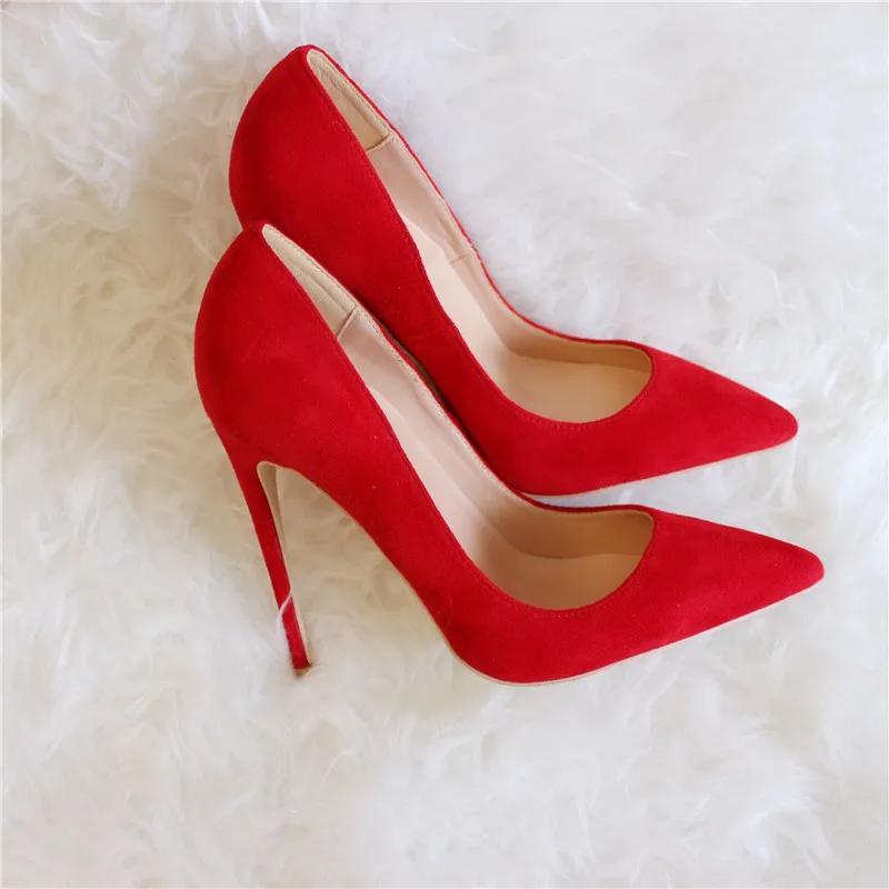 

Free shipping fashion women Pumps Red suede leather Pointy toe high heels shoes size33-43 12cm 10cm 8cm Stiletto heeled