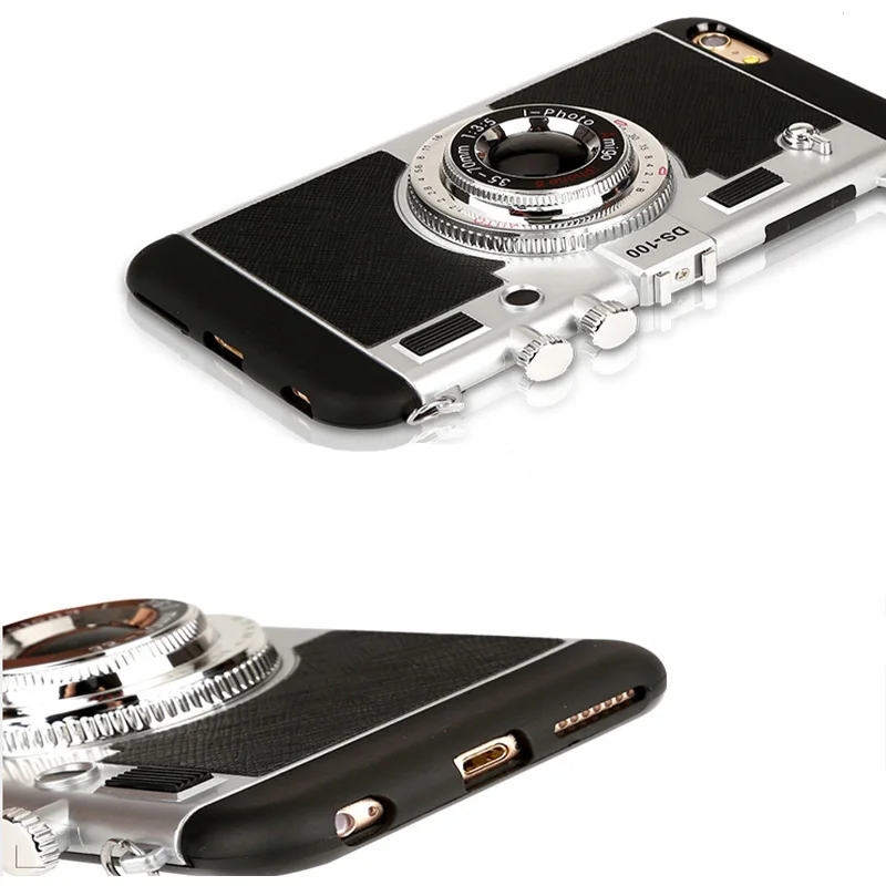 Fashion Cool 3D Retro Camera Phone Cases For iPhone 8 plus 7 6 6s Plus Case High Quality Soft Silicone Back Cover With Lanyard |