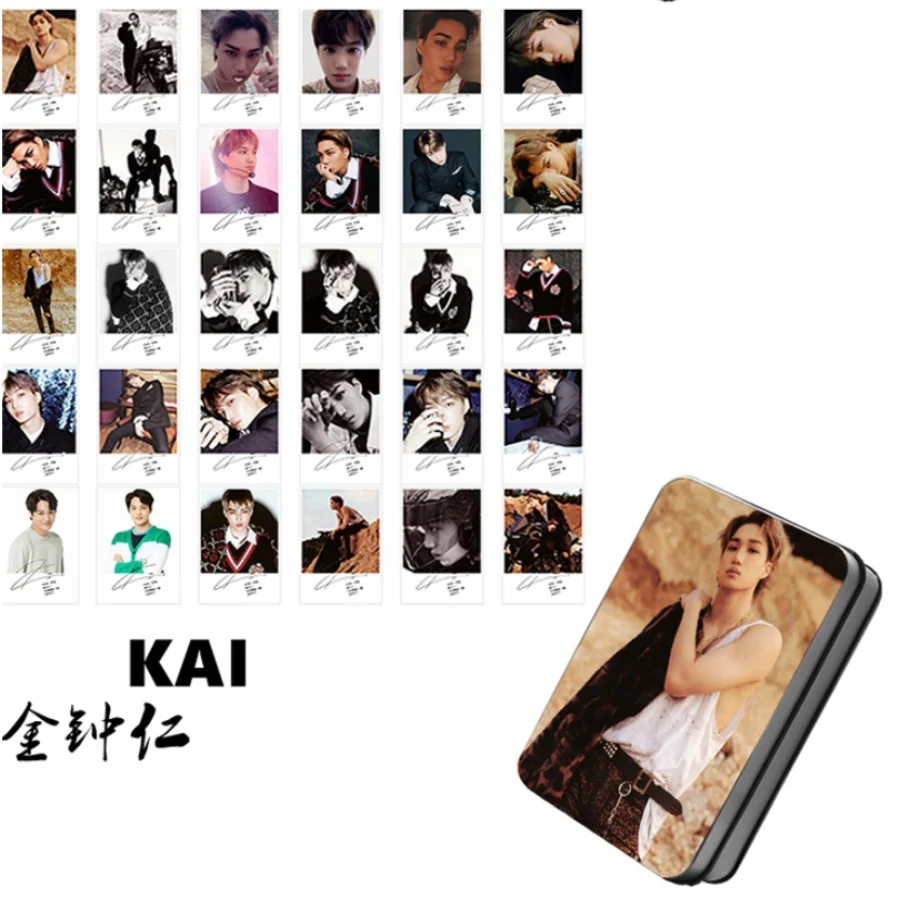 Kpop EXO членов не запутывают мой темп Polaroid Lomo фото карта Sehun Xiumin HD Фотокарта с металлической коробкой 30 шт./компл - Цвет: KAI