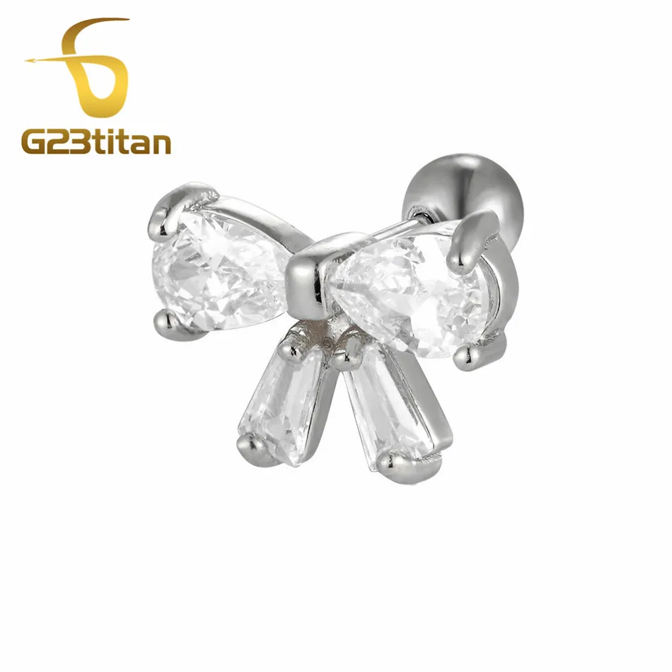 Ear Tragus G23titan, модные серьги, хрящевой пирсинг, 5 кристаллов, шпильки, пирсинг серьги-гвоздики, трагус для женщин, ювелирные изделия для тела - Окраска металла: Ear Tragus