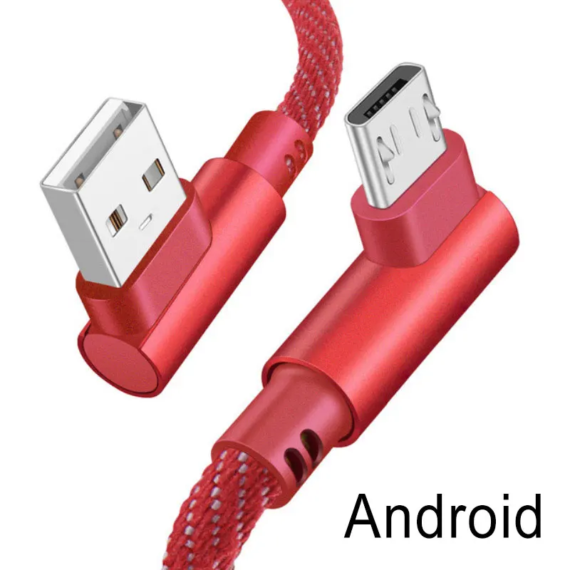 Android-Red Кабель для мобильного телефона USB iOS type C Micro кабель для быстрой зарядки Android телефонный кабель для передачи данных тип-c устройств 1 м 2 м с системой Android - Цвет: Android-Red