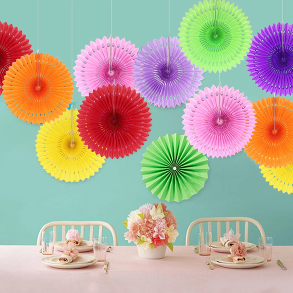 Tissue Paper Cut-out Fans Pinwheels Hanging Flower Wedding Decor Crafts for For Party Decorations new hot | Дом и сад