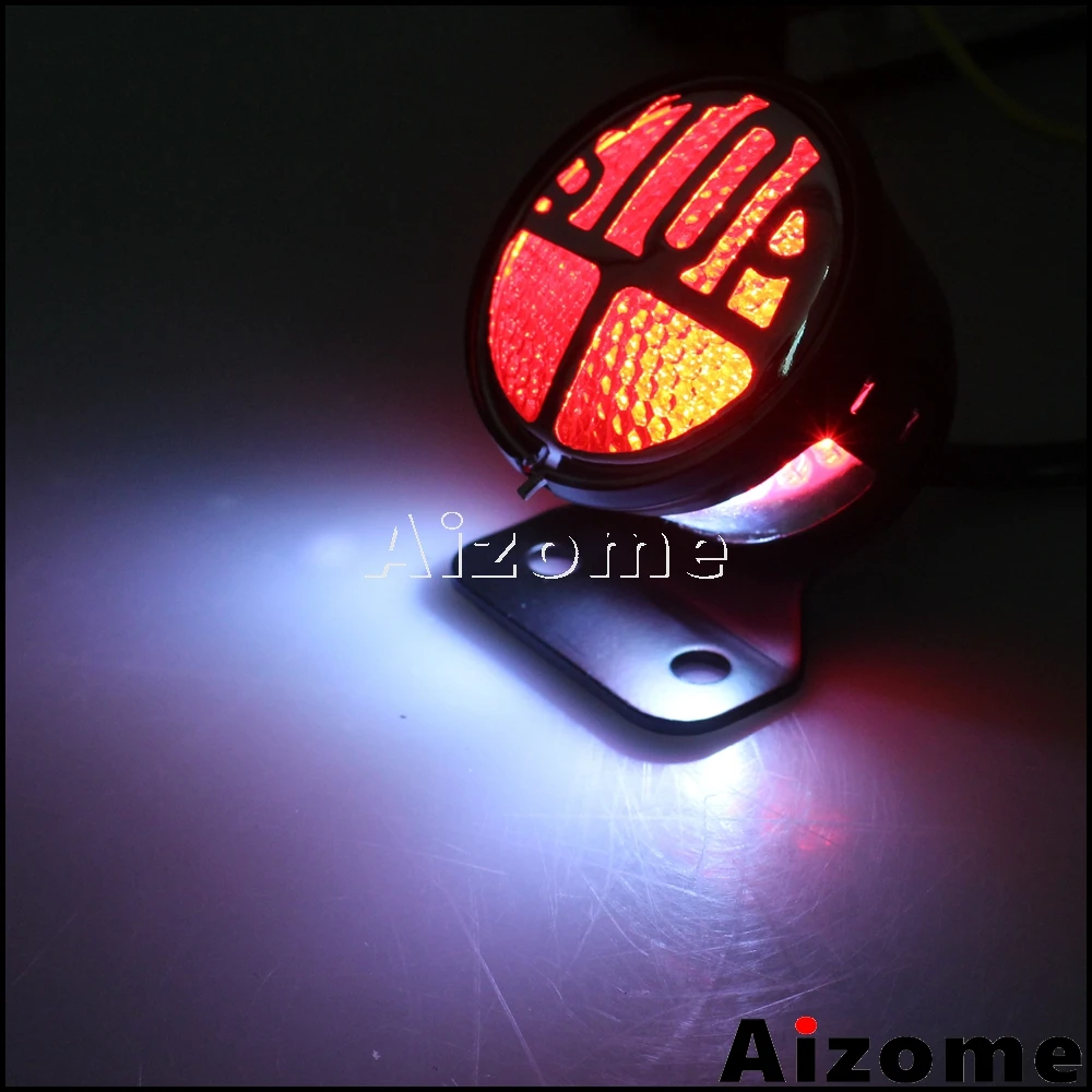Motorcycle LED &quotSTOP&quot Miller Tail Light Number Plate Rear Lamp Brake Stop For Harley Triumph Custom Bobber Cafe Racer |