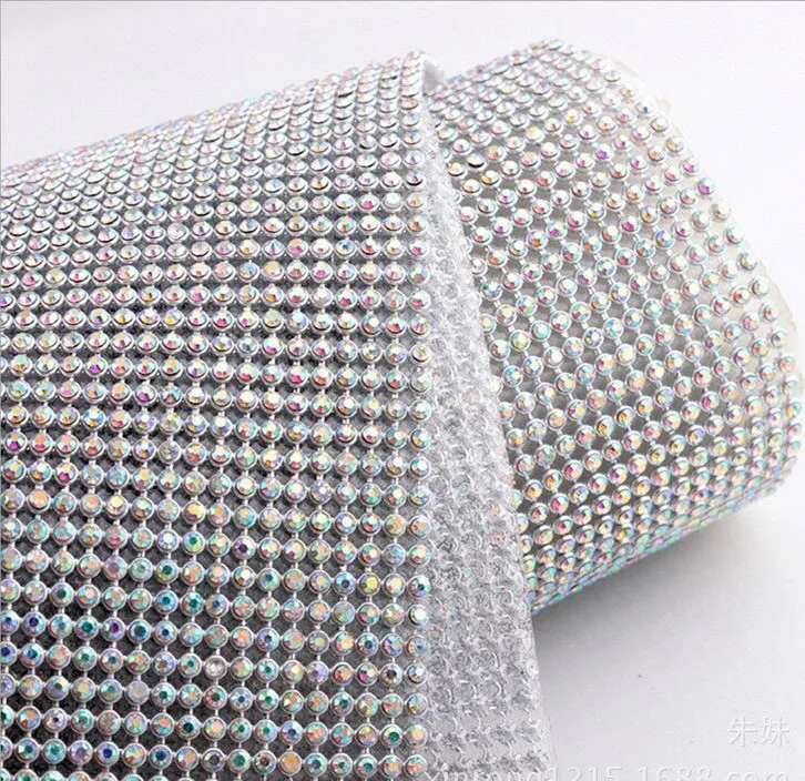 45x12 0 см/рулон стразы Хрустальный лист Ab цветная Золотая отделка алюминиевая