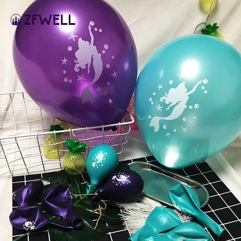 ZFWELL12 дюймов латексные принты воздушных шариков шар русалки детский день