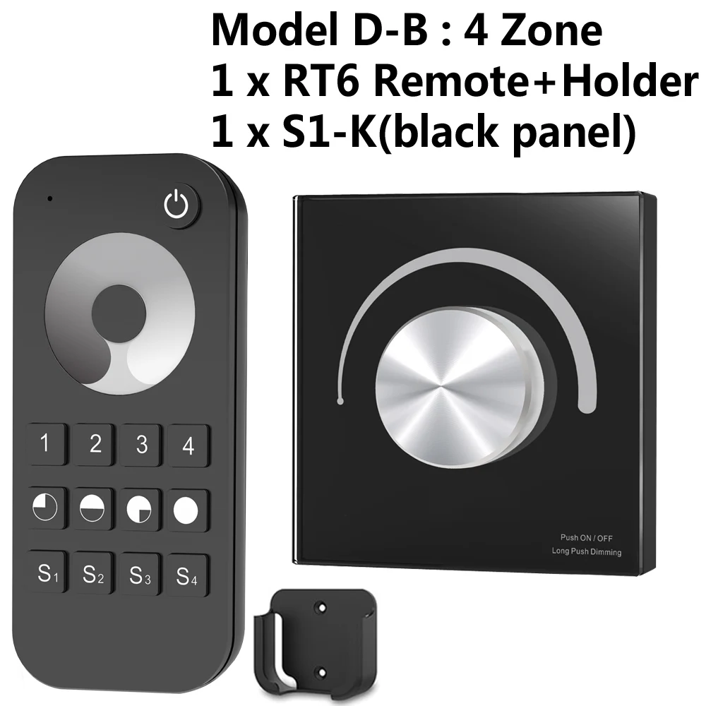 Model D Black AC симисторный регулятор светодиодного освещения 220V 230V 110V Беспроводной РЧ с регулируемой яркостью ручка переключателя с 2,4G пульт дистанционного управления для одного Цвет светодиодный лампы - Цвет: Model D Black