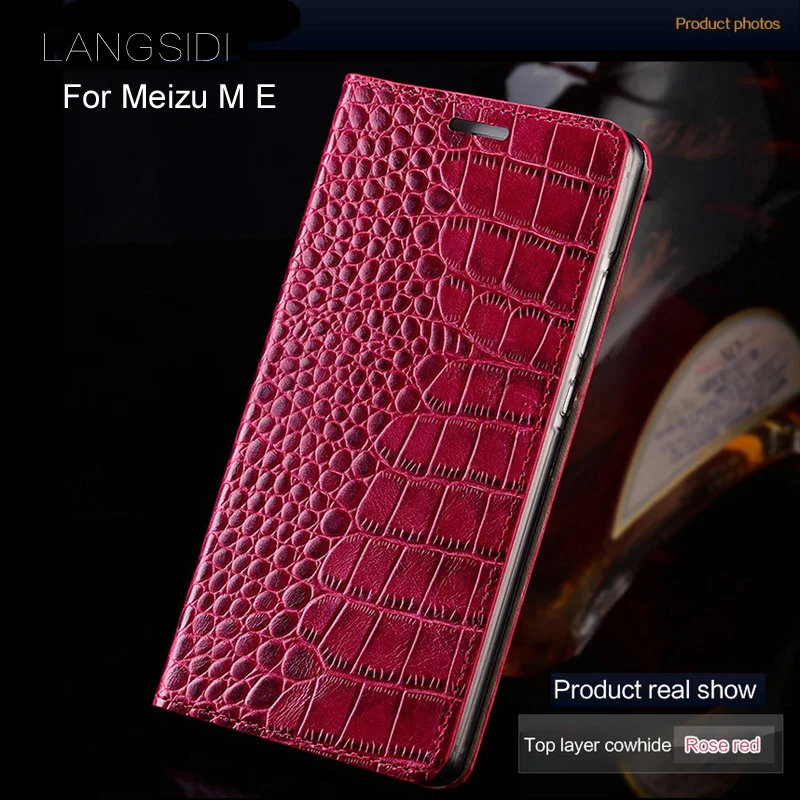 

Luxury brand phone case genuine leather crocodile Flat texture phone case ForMeizu M E handmade phone case
