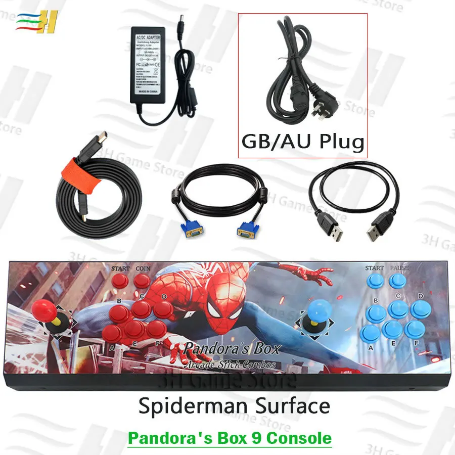 PB9 spiderman GB Новинка Pandora box 9 аркадная игровая консоль 1500 В 1 видео игра HDMI VGA usb джойстик для ПК ps3 tv pacman pandora's box 5S 6s 7 - Цвет: PB9 spiderman GB