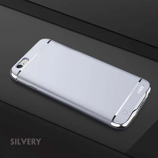 Портативные беспроводные чехлы для телефонов с аккумулятором для iPhone 8, 7, 6, 6S Plus, 3 в 1, ультратонкие Чехлы для зарядки аккумуляторов для iPhone 7, 8 Plus - Цвет: Silver