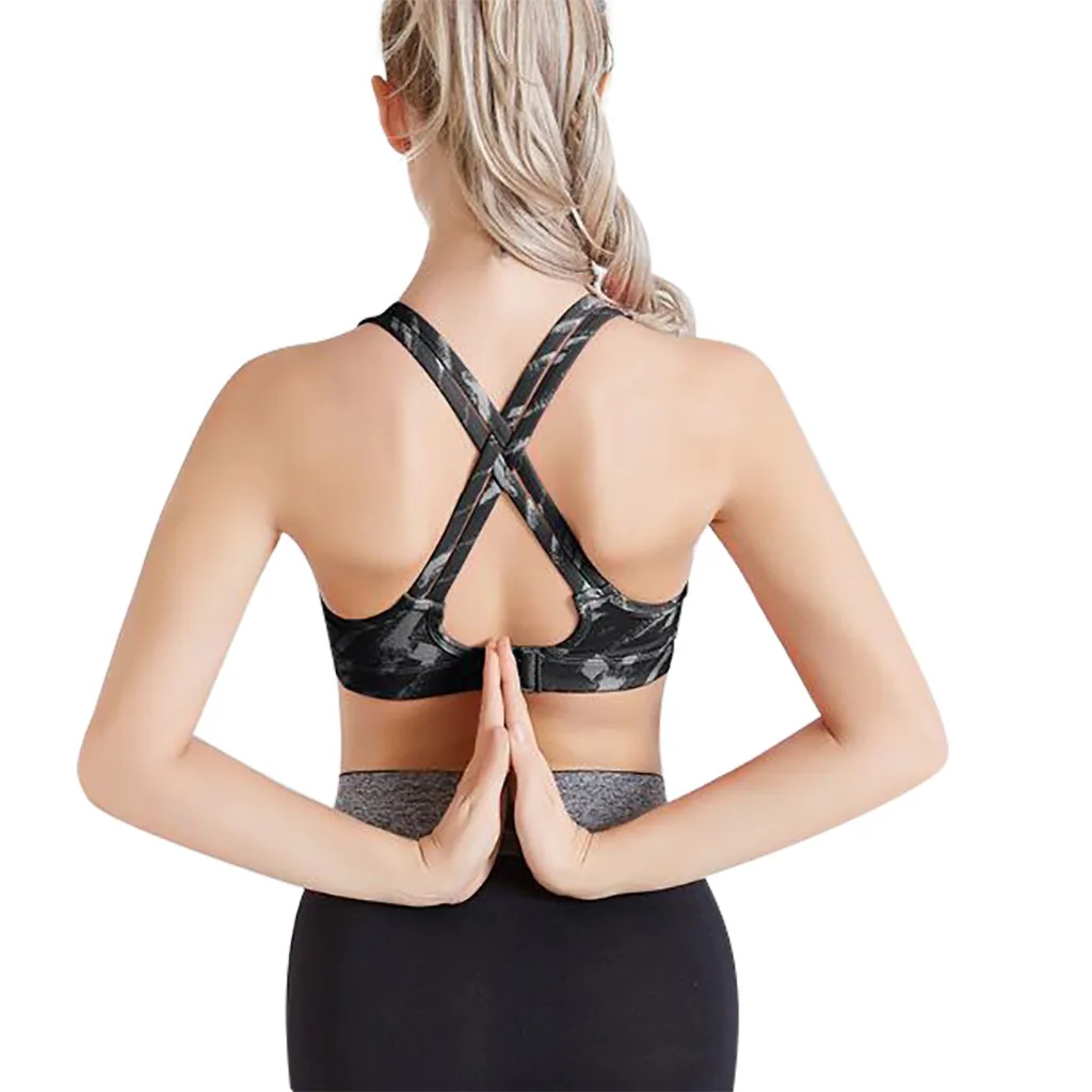Женский спортивный бюстгальтер камуфляжной расцветки без проволоки для бега