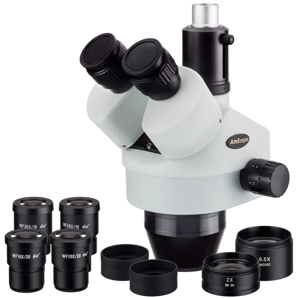 

AmScope 3.5X-180X simul-focal Trinocular Zoom Stereo Microscope Head