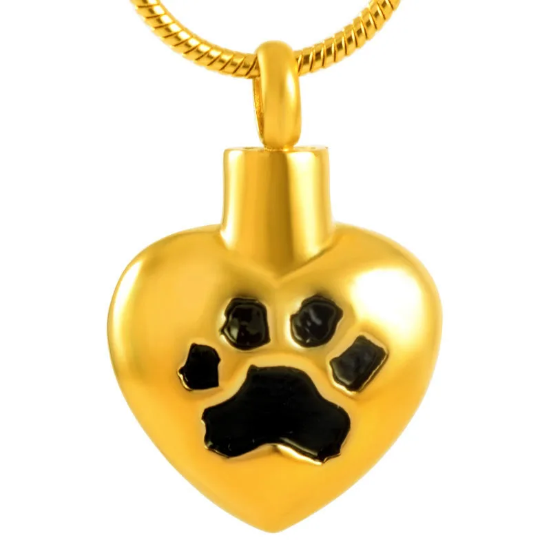 

Золотое ожерелье из нержавеющей стали KLH9187 в форме лапы и сердца, памятный кулон для животных, украшения праха
