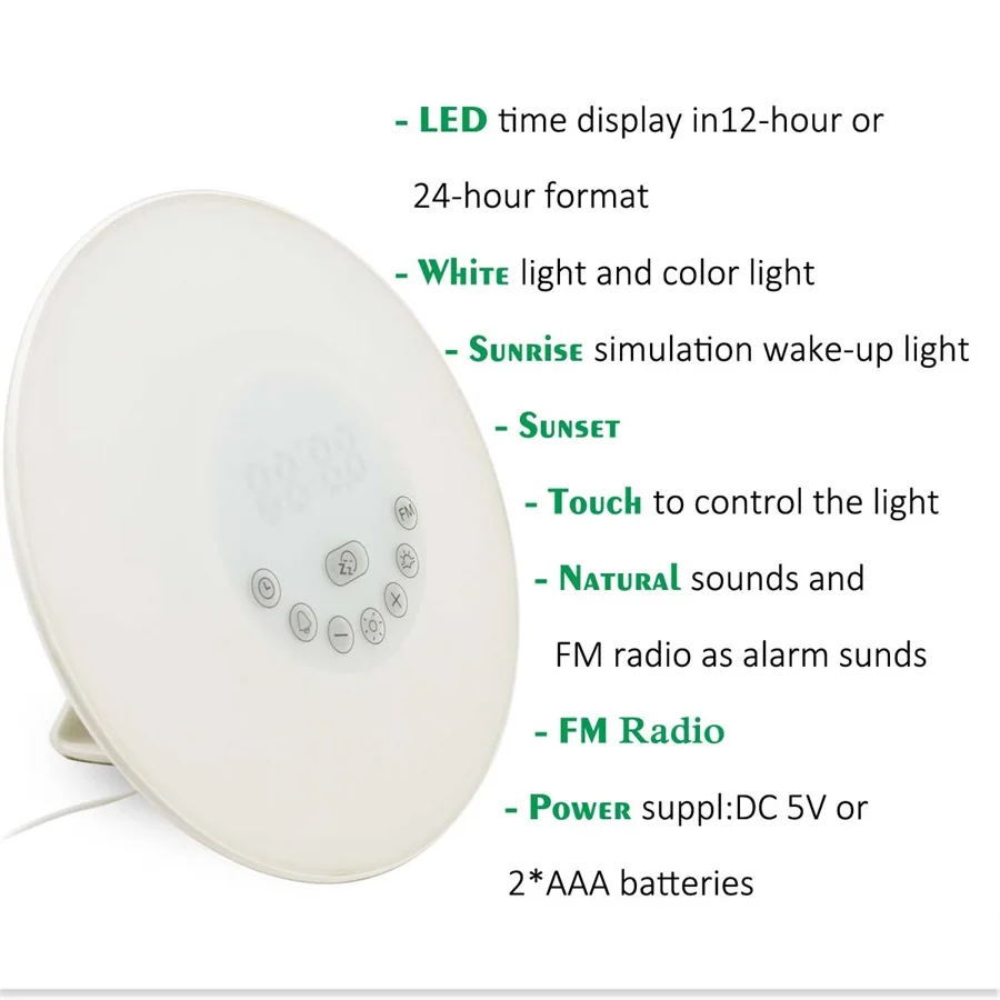 DC5V Новинка Светодиодный светильник для восхода солнца Будильник Ночник цифровой
