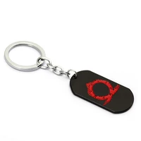 god of war kratos logo keychain for men black metal dog tag key chain women car bag pendant fashion accessories llaveros