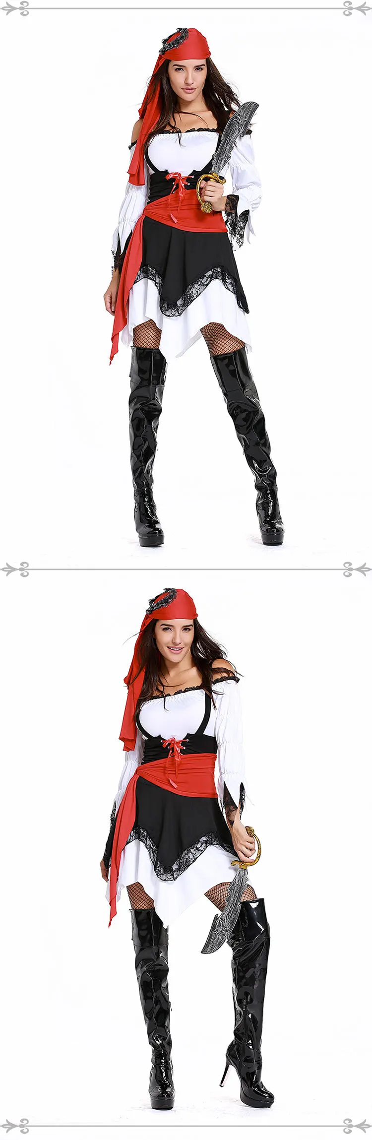 Pirates of the Caribbean Cosplays Halloween Pirate Costumes for Woman Carnival Purim parade Masquerade Nightclub Bar Party dress