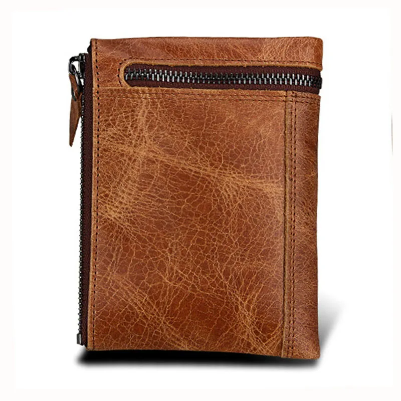 Мужской кошелек из натуральной кожи Короткий сумка для денег масло воск Воловья