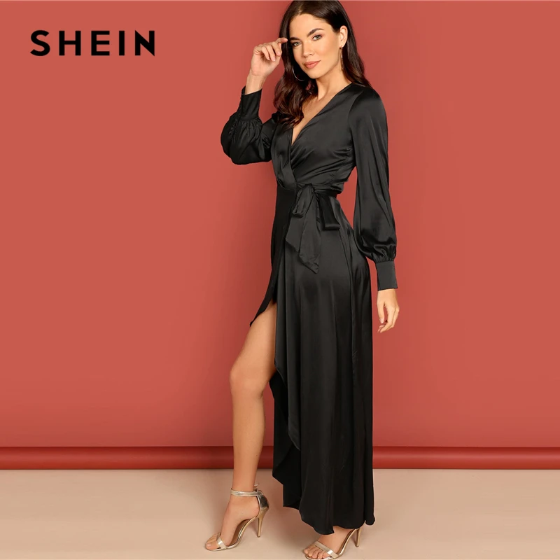 SHEIN Платье С Глубоким Вырезом Летнее Элегантное Длинное Платье С Высокой Талией И V-Образным Вырезом