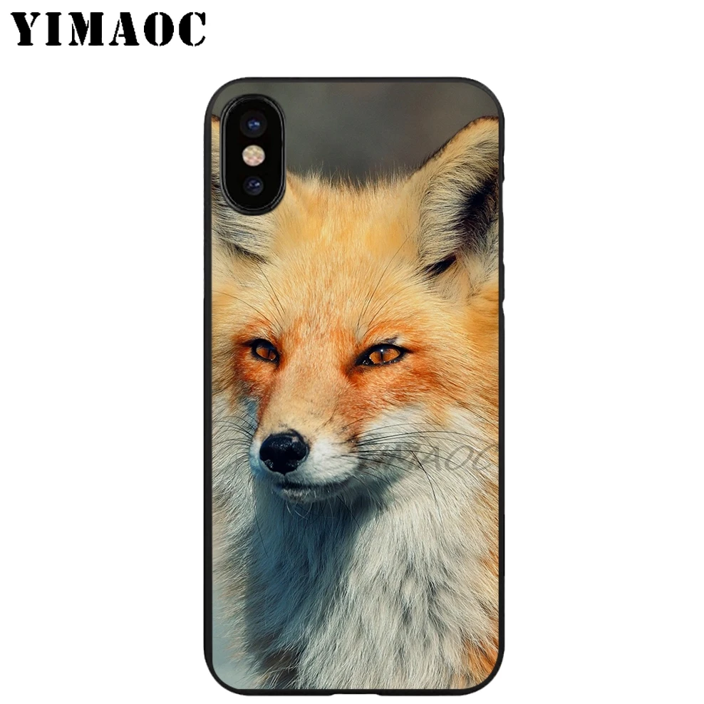 YIMAOC лиса Арт Животное Мягкий ТПУ Черный силиконовый чехол для iPhone X или 10 8 7 6 6S Plus 5