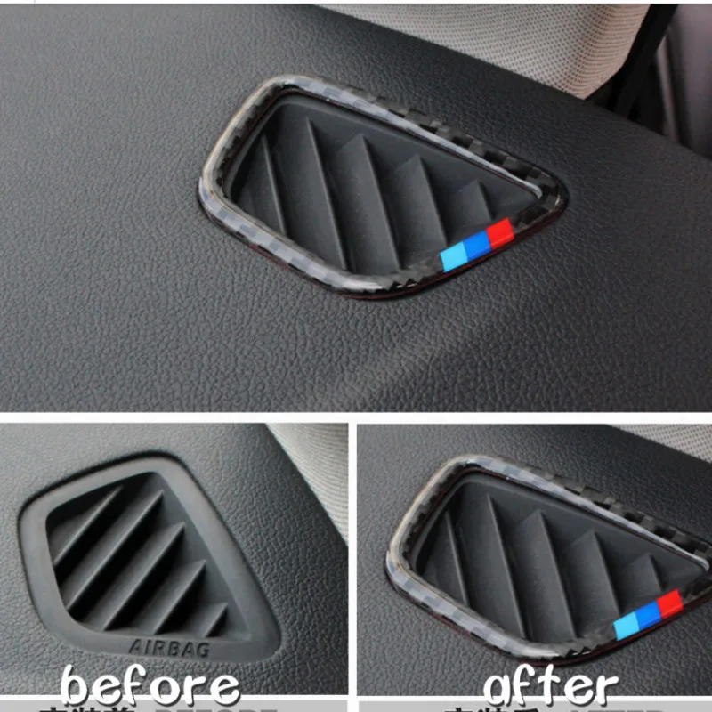 2018 Carbon fiber Car Interior Dashboard Side Air Vent Outlet Decoration Trim Frame Sticker Fit For BMW 5 | Автомобили и