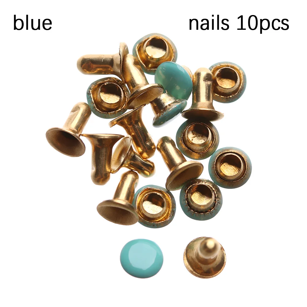 blue nails 10 шт. мини кукла пояс пуговицы гвозди Кукла Одежда DIY металлическая пряжка подходит для 1/6 куклы девушки пряжки для кукол брюки сумки аксессуары - Цвет: blue nails