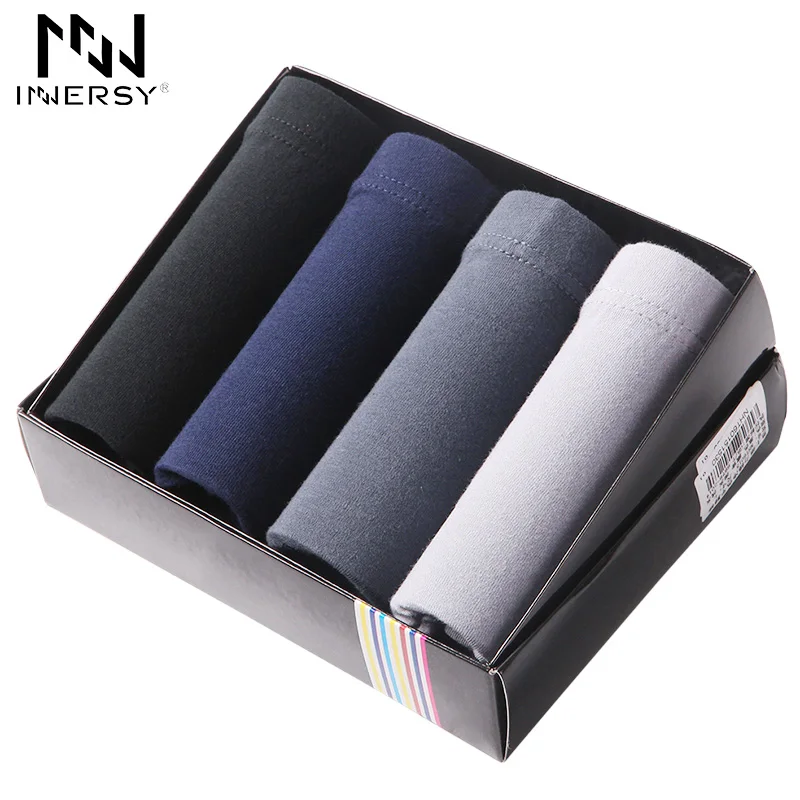 Innersy 4 шт./партия Брендовые мужские трусы хлопковое мягкое нижнее белье боксеры