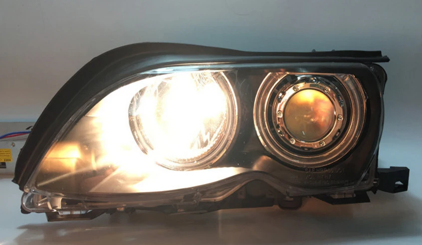 Qirun светодиодный глаза ангела фары в сборе с объектив для BMW E46 318i 320i 323i 325i 328i 330i