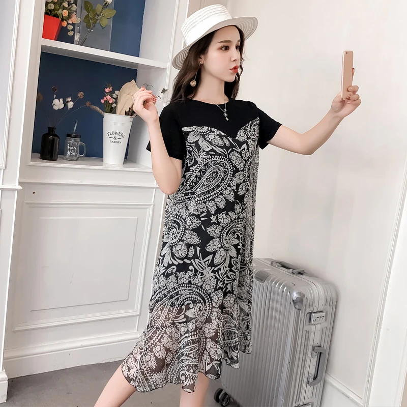 HUTI WJWYL 2018 Elegant Women Midi Sundress Black Party Korean Chic Dresses Beach Casual Vestidos Summer Cotton Dress Plus Size | Женская