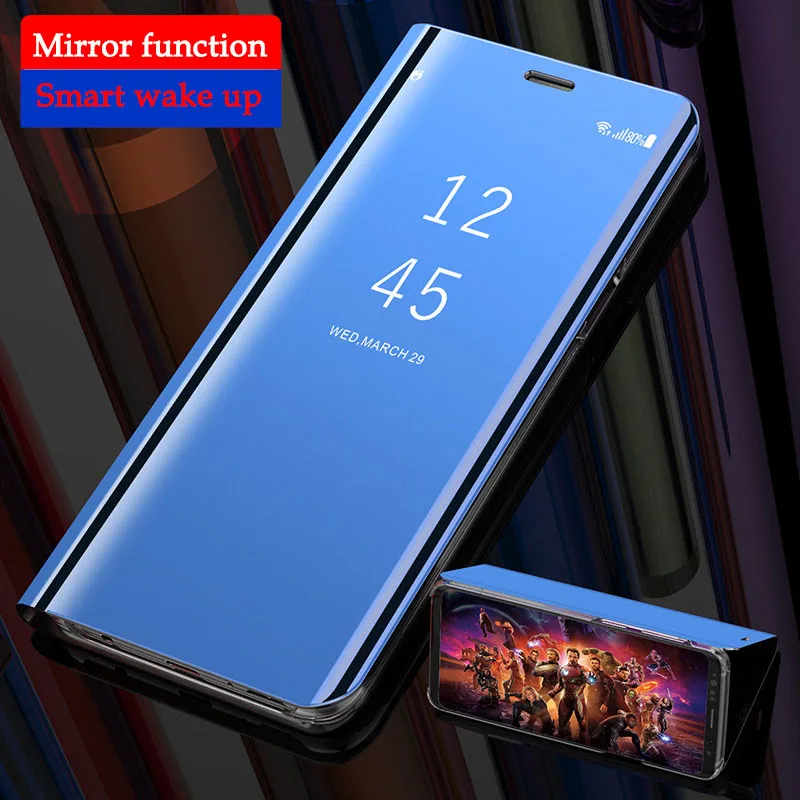 Чехол Mi A2 Lite для Xiaomi Redmi 5 6A умный зеркальный прозрачный чехол с подставкой