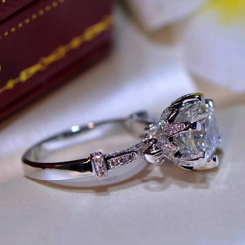 Блестящие Прозрачные Свадебные кольца SONA с высоким содержанием углерода 2 карата