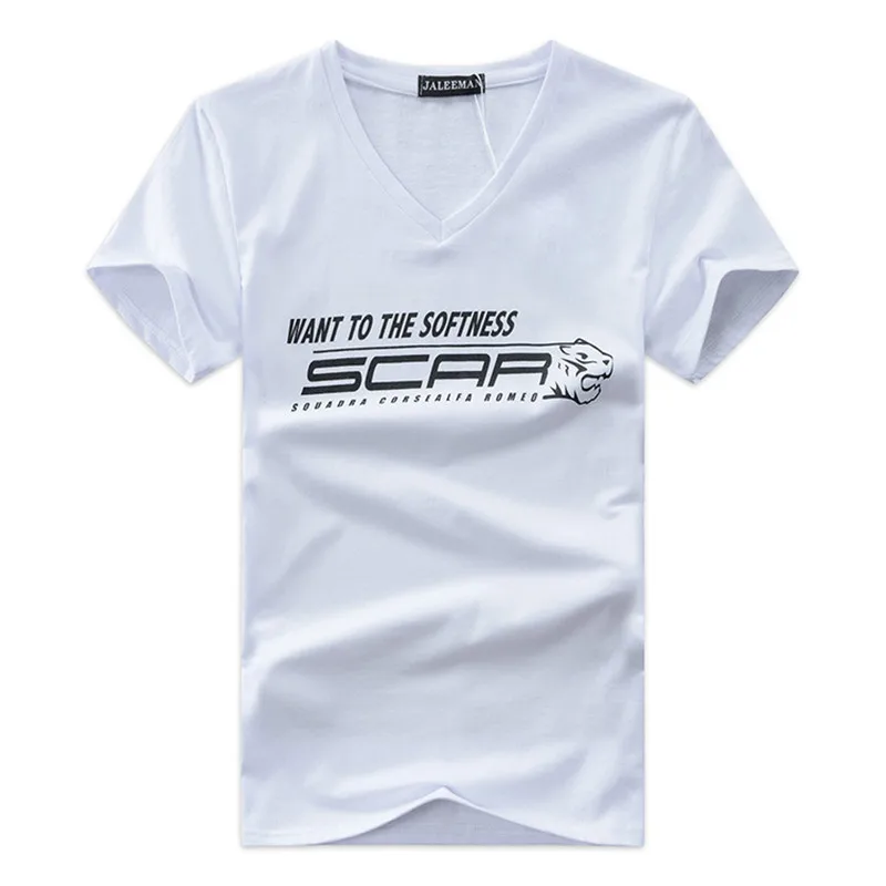 Мужская футболка ANJOYFREEDOM V-образный вырез из хлопка и полиэстера