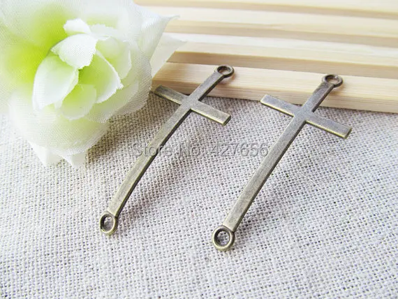 15pcs 21.47mmx49.99mm Antique Silver tone/Antique Bronze Side/Sideway Blank Cross Connector Pendant Charm/Finding DIY Accessory | Украшения