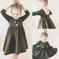 baby girls toddler casual solid army green ruched dress cotton children clothes onepiece