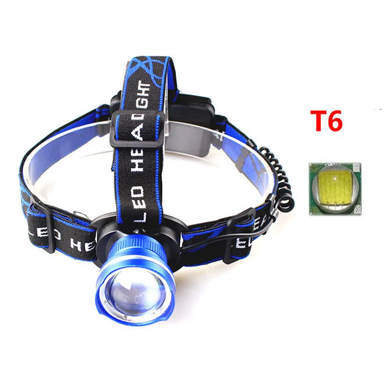Налобный фонарь T6 светодиодный 2500лм с питанием от аккумулятора 18650|flashlight