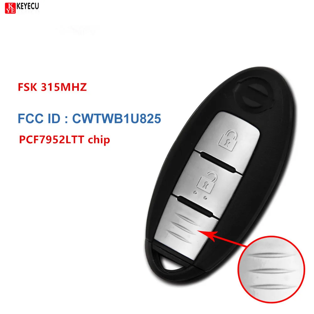 2 шт. кнопочный смарт ключ KEYECU FSK 315 МГц для Nissan Tiida 2017 года чип PCF7952LTT FCC:CWTWB1U825|Ключ от