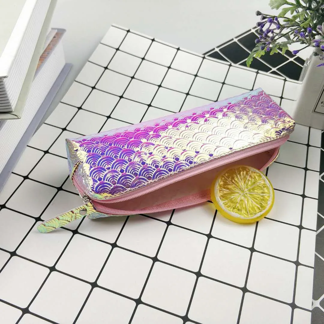Pink Чешуя Русалки, чехол для карандашей, лазерный Блестящий карандаш, сумка для школы, креативный чехол для карандашей для девочек, подарок, кавайные канцелярские принадлежности, офисные принадлежности - Цвет: Pink