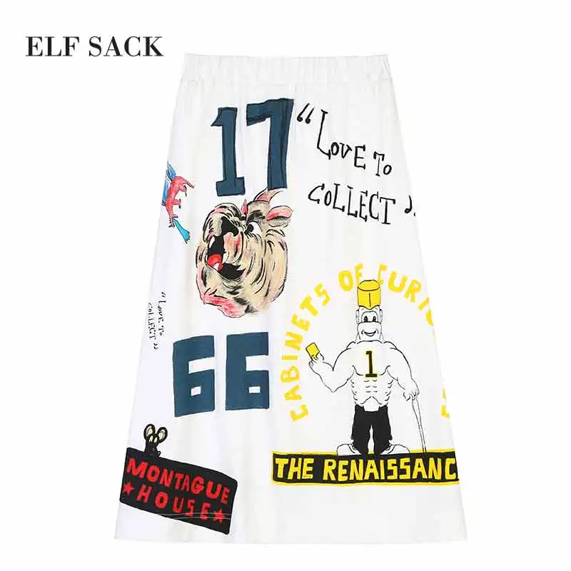 Женская хлопковая юбка ELFSACK летняя повседневная до колена с принтом и