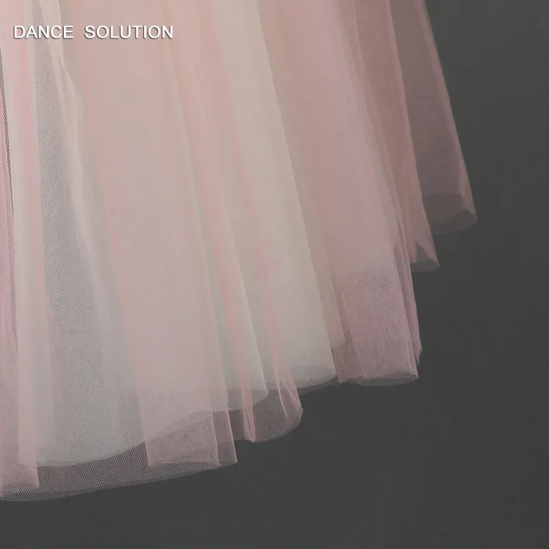 Синий лиф из спандекса и розового Мягкого Тюля длинная балетная пачка для