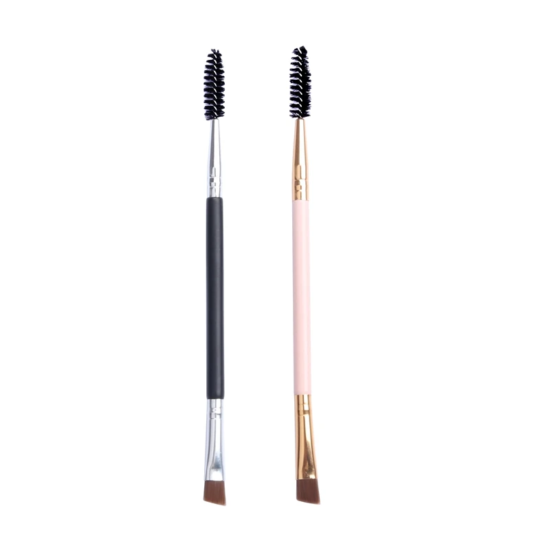 1PC Pink 1PC Black Brainbow, 1 шт./2 шт., двойная щетка для бровей, расческа для бровей, профессиональная, угловая, наклонная Кисть для макияжа, для бровей, глаз, глаз - Handle Color: 1PC Pink 1PC Black