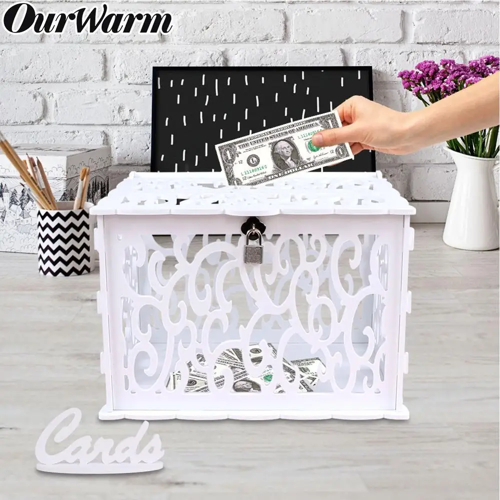 OurWarm DIY свадебная коробка для карт с замком ПВХ белая Подарочная денег товары дня