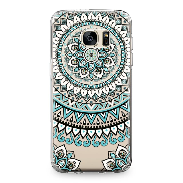 Прозрачный силиконовый чехол с изображением цветов мандалы для Samsung Galaxy S4 S5 S6 S7 Edge