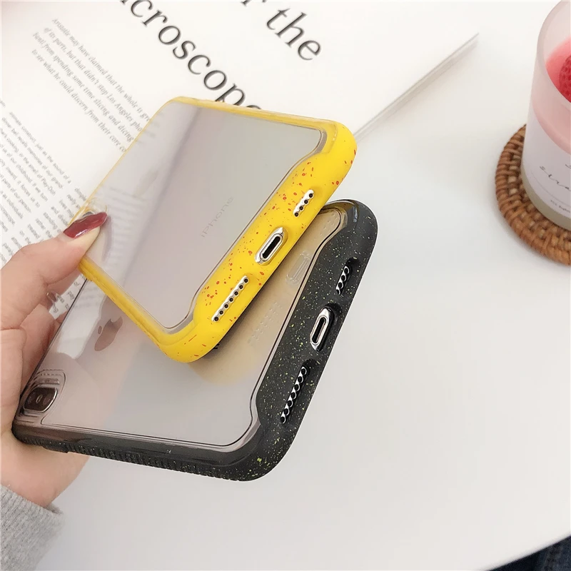 Shockproof transparent phone case for iPhone 8 cases XS MAX 6 6s Plus 7 XR Colored border anti-knock back cover |