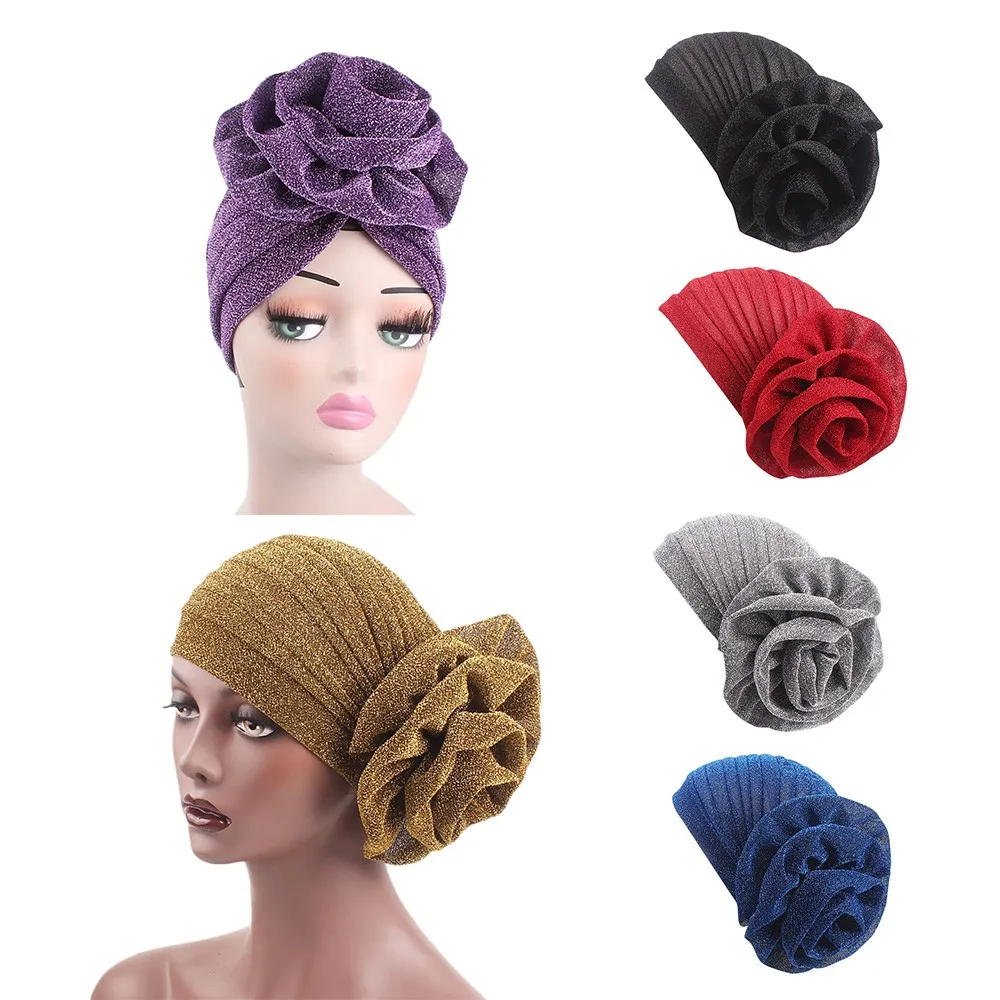 2019 головной убор женская зимняя мусульманская эластичная яркая нить Цветочная