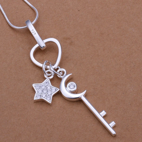 Уникальный ключ и старт Серебряный Кристалл Подвеска Женские Ожерелья Цепочка