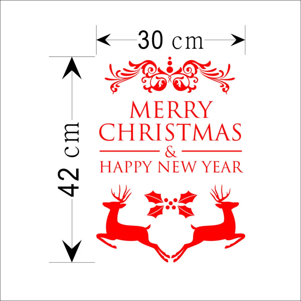 Merry Christmas Deer Snowflake Wall Sticker Art Decal Holiday Decorative Vinyl Removable wall stickers for kids rooms | Дом и сад
