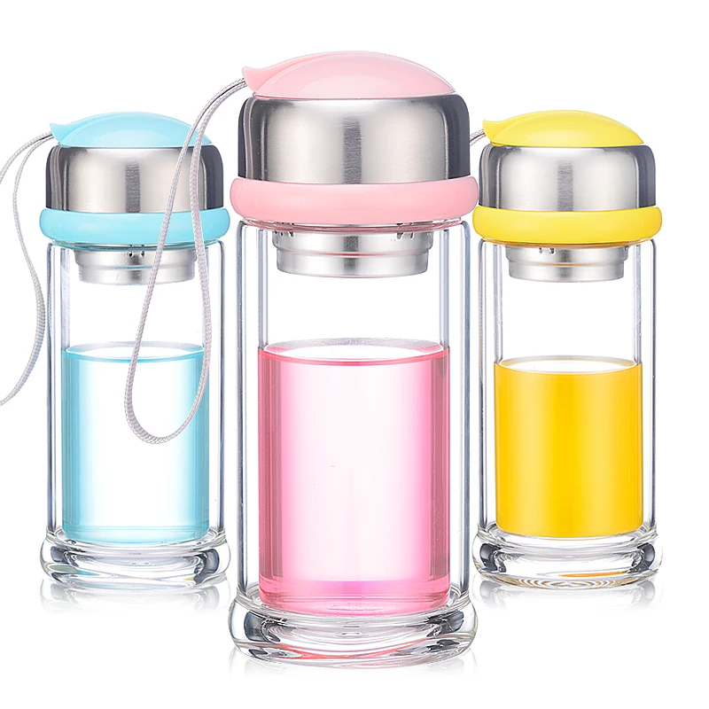 Стеклянная бутылка для воды My Water Bottle ситечко заваривания чая с двойными стенками