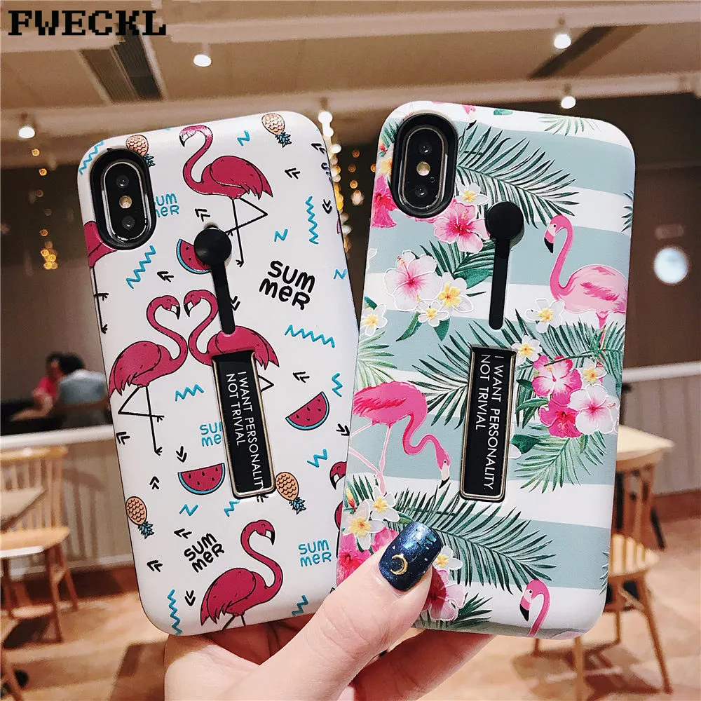 Retro Floral Flamingo victoria secret Phone case For iPhone XS MAX Cover Hide Ring Stand Holder Case 6 6s 7 8 Plus X |