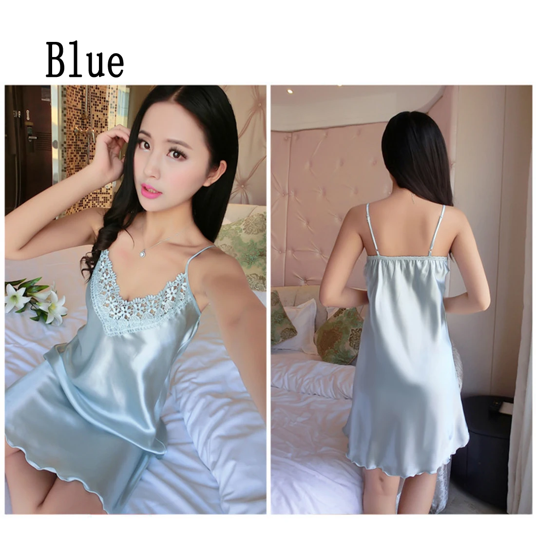 Женская сексуальная шелковая атласная ночная рубашка летняя женская пижама на
