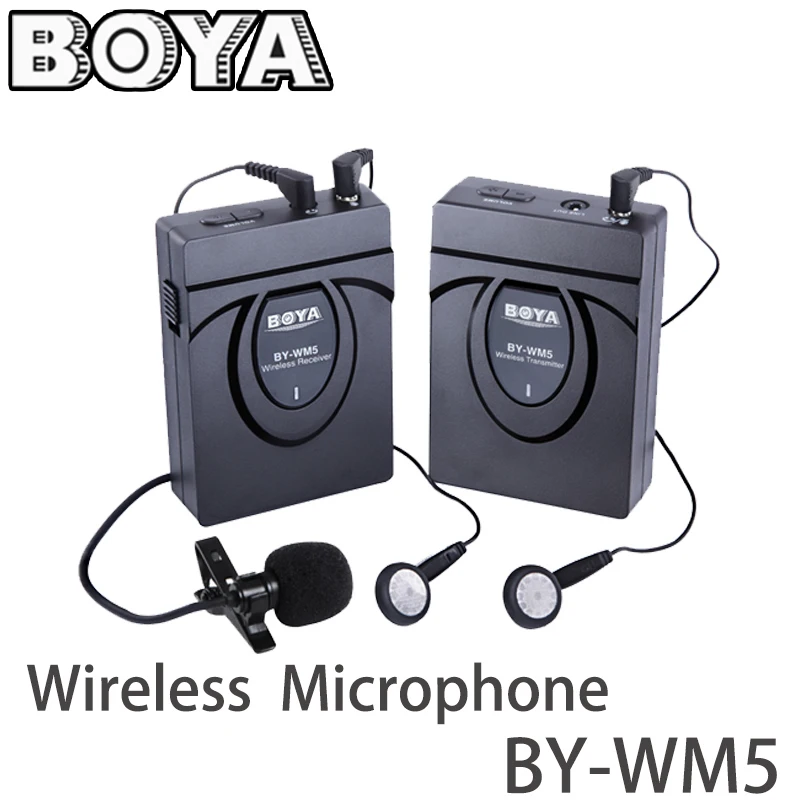 BOYA BY-WM5 Pro Wireless Lavalier Lapel Microphone System for DSLR Canon Nikon Sony DV Camera Camcorders Audio Studio Recorder |