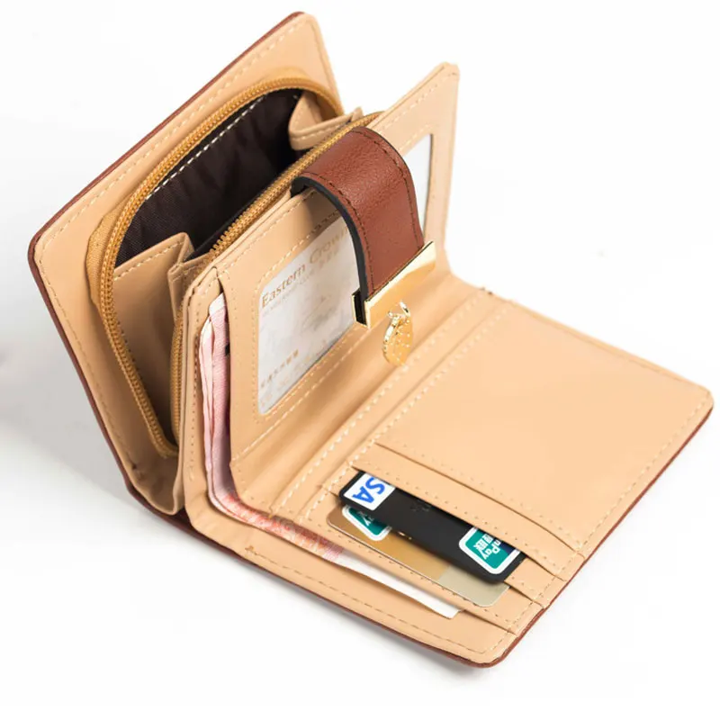 New Women Wallets Short Wallet Ladies Zipper Buckle Hollow Leaf Purse Wallet Female Women Zipper Purse Card Holder Cartera Mujer